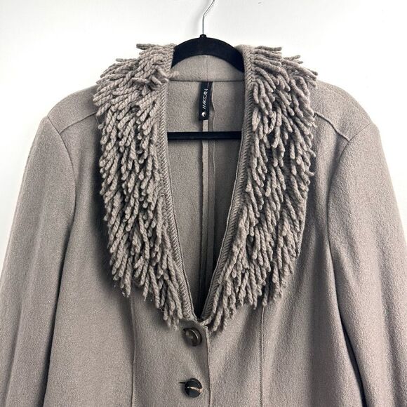 Marc Cain 100% Wool Fringe Collar Blazer Sz 14 - Picture 2 of 15
